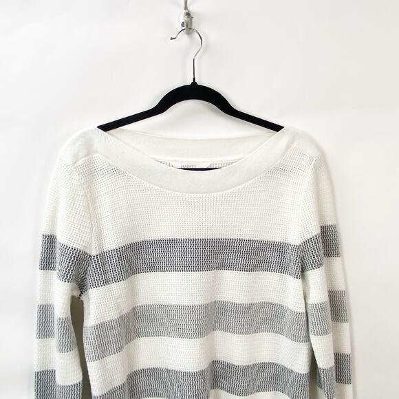 2/$30 Stitch Fix Market and Spruce Large Womens Gray White Stripe Tawnee Sweater - Picture 3 of 9